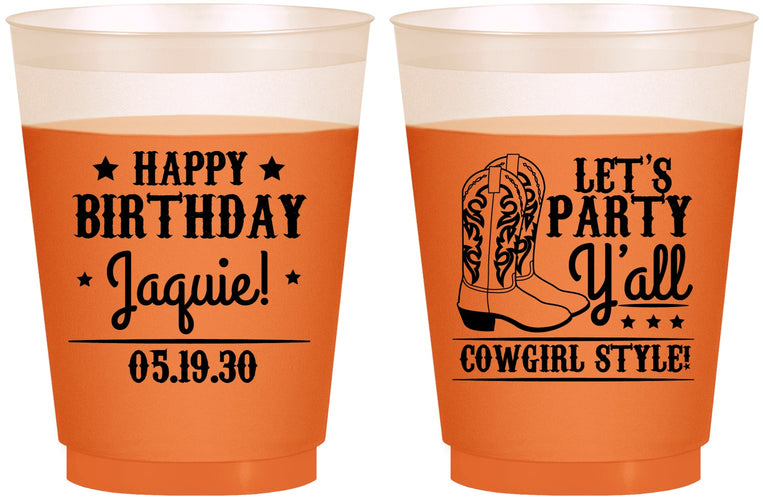 Custom Birthday 16 oz Color Changing Frosted Cups - Cowgirl | 20260
