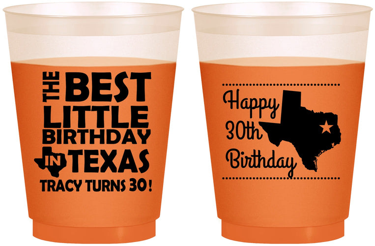 Custom Birthday 16 oz Color Changing Frosted Cups - 30th Texas | 20265