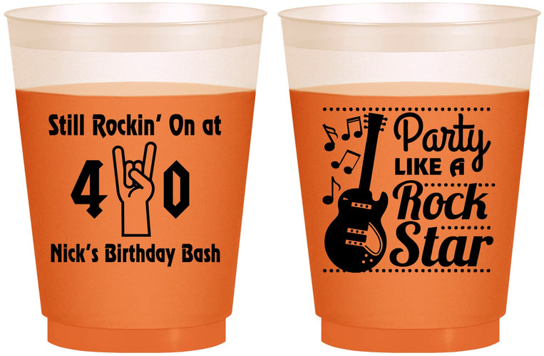 Custom Birthday 16 oz Color Changing Frosted Cups - 40th Rock Star | 20266