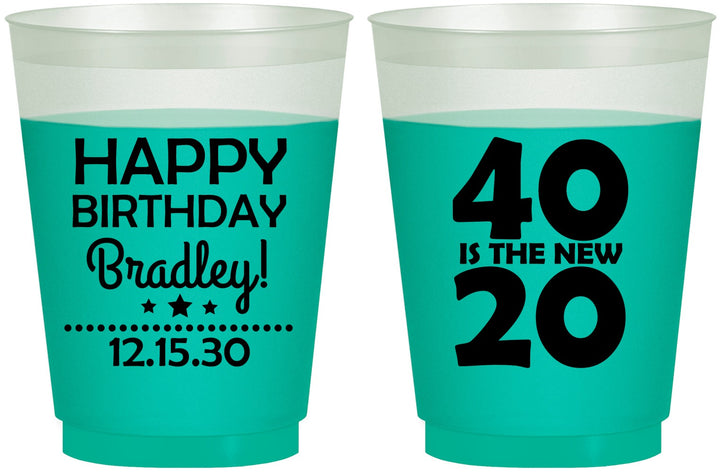 Custom Birthday 16 oz Color Changing Frosted Cups - 40 Is The New 20 | 20269