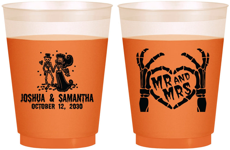 Custom Wedding 16 oz Color Changing Frosted Cups - Mr And Mrs Skeleton | 204
