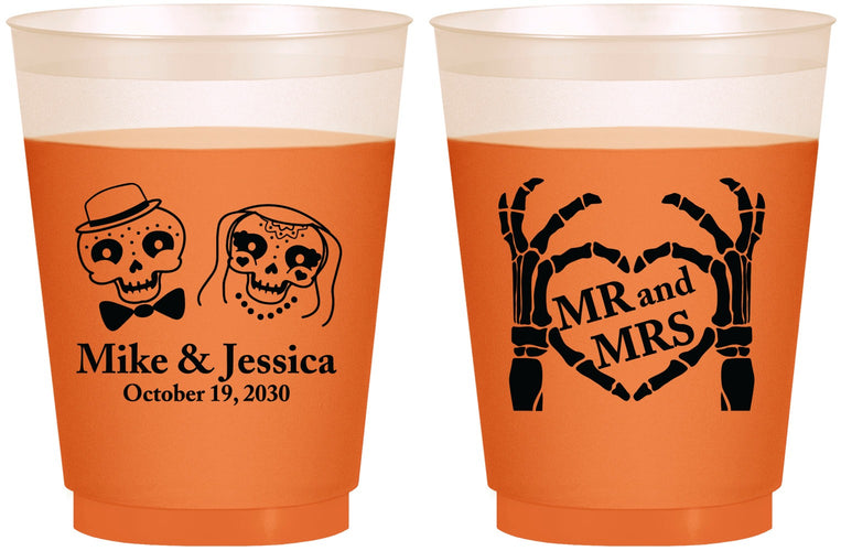 Custom Wedding 16 oz Color Changing Frosted Cups - Mr And Mrs Halloween | 206