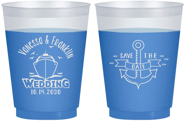 Custom Wedding 16 oz Color Changing Frosted Cups - Save The Date Cruise | 209
