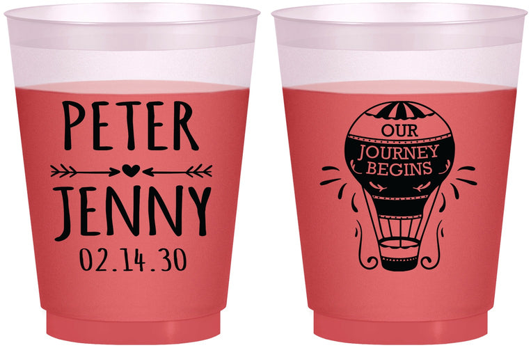 Custom Wedding 16 oz Color Changing Frosted Cups - Hot Air Balloon | 219