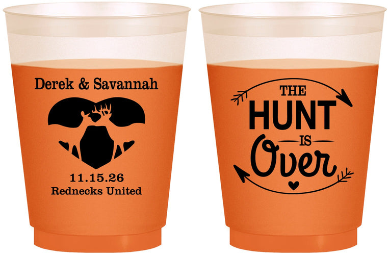 Custom Wedding 16 oz Color Changing Frosted Cups - The Hunt Is Over Deer | 220