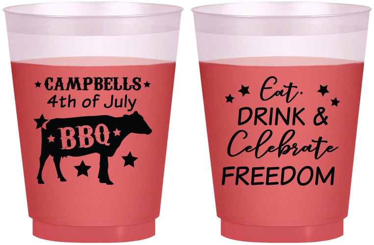 Custom 4th Of July 16 oz Color Changing Frosted Cups - Eat Drink Freedom | 220000