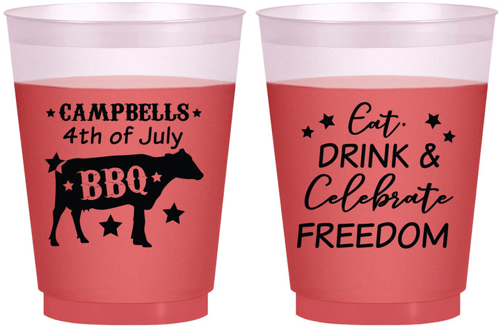 Custom 4th Of July 16 oz Color Changing Frosted Cups - Eat Drink Freedom | 220000