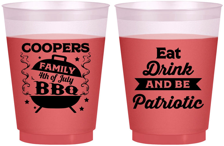 Custom 4th Of July 16 oz Color Changing Frosted Cups - Eat Drink Patriotic | 220002