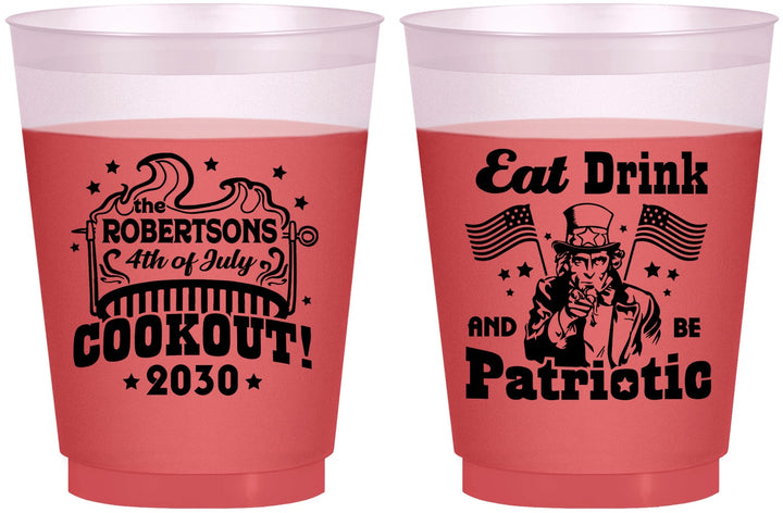 Custom 4th Of July 16 oz Color Changing Frosted Cups - Eat Drink Patriotic | 220004