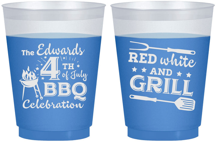 Custom 4th Of July 16 oz Color Changing Frosted Cups - Red White Grill | 220005