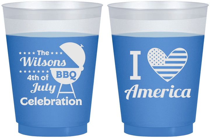 Custom 4th Of July 16 oz Color Changing Frosted Cups - Barbecue Bbq | 220007