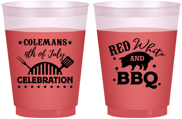 Custom 4th Of July 16 oz Color Changing Frosted Cups - Red White Bbq | 220008