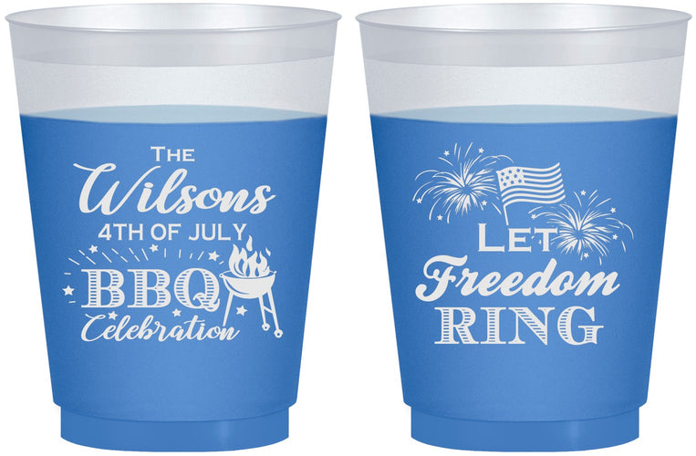 Custom 4th Of July 16 oz Color Changing Frosted Cups - Bbq Fireworks | 220009