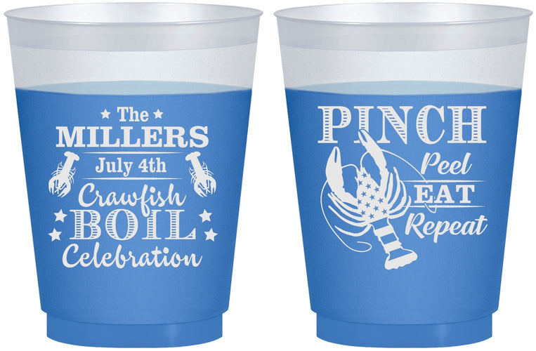 Custom 4th Of July 16 oz Color Changing Frosted Cups - Pink Peel Crawfish | 220011