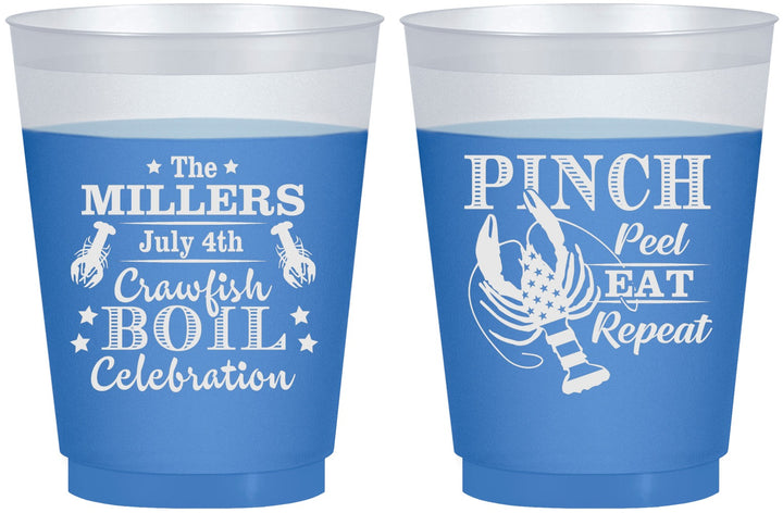Custom 4th Of July 16 oz Color Changing Frosted Cups - Pink Peel Crawfish | 220011
