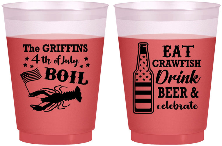 Custom 4th Of July 16 oz Color Changing Frosted Cups - Crawfish Boil | 220012