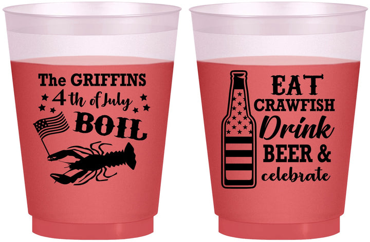 Custom 4th Of July 16 oz Color Changing Frosted Cups - Crawfish Boil | 220012