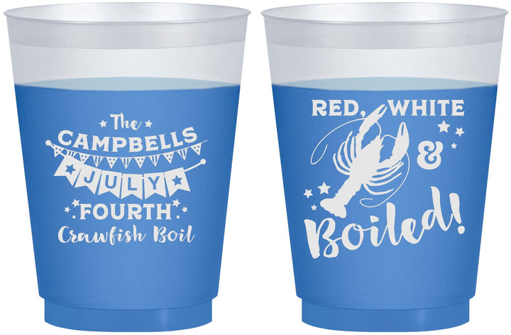 Custom 4th Of July 16 oz Color Changing Frosted Cups - Crawfish Boil | 220013