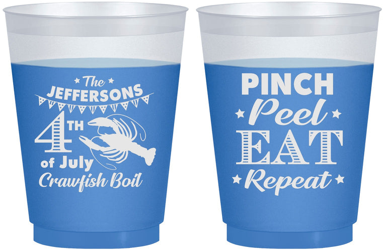 Custom 4th Of July 16 oz Color Changing Frosted Cups - Pink Peel Crawfish | 220015