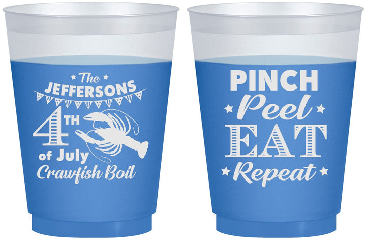 Custom 4th Of July 16 oz Color Changing Frosted Cups - Pink Peel Crawfish | 220015