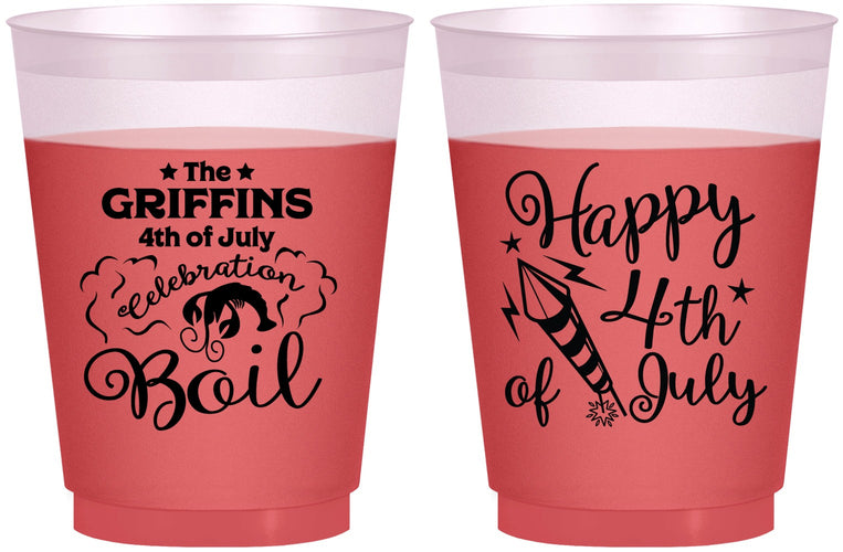 Custom 4th Of July 16 oz Color Changing Frosted Cups - Crawfish Boil | 220018