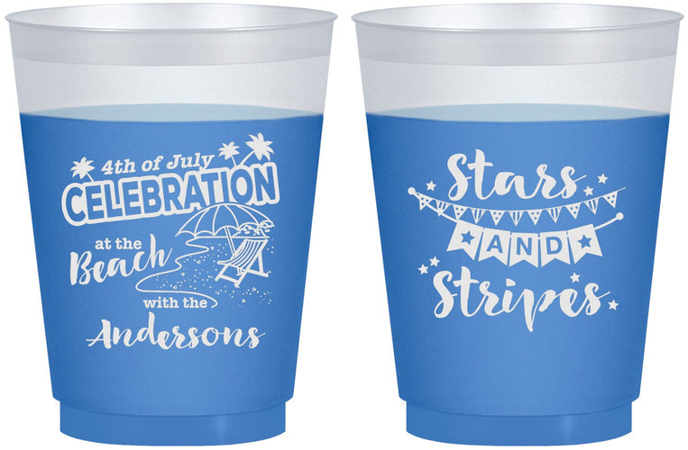 Custom 4th Of July 16 oz Color Changing Frosted Cups - Fireworks | 220021