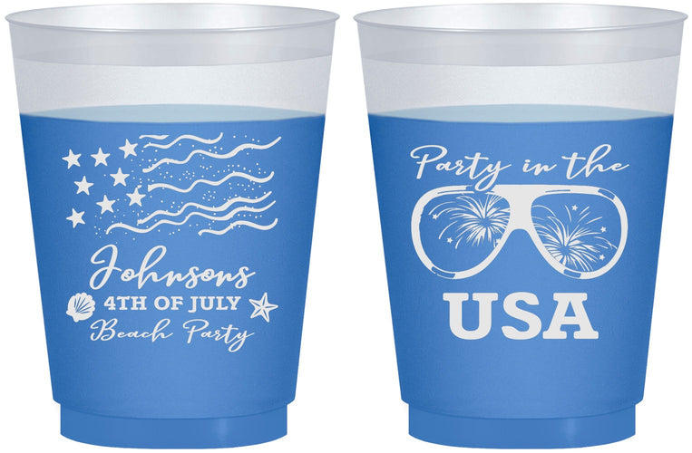 Custom 4th Of July 16 oz Color Changing Frosted Cups - Party In The Usa | 220023