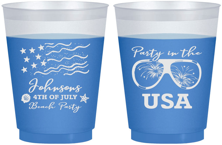 Custom 4th Of July 16 oz Color Changing Frosted Cups - Party In The Usa | 220023