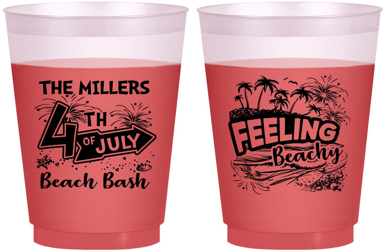 Custom 4th Of July 16 oz Color Changing Frosted Cups - Feeling Beachy | 220024
