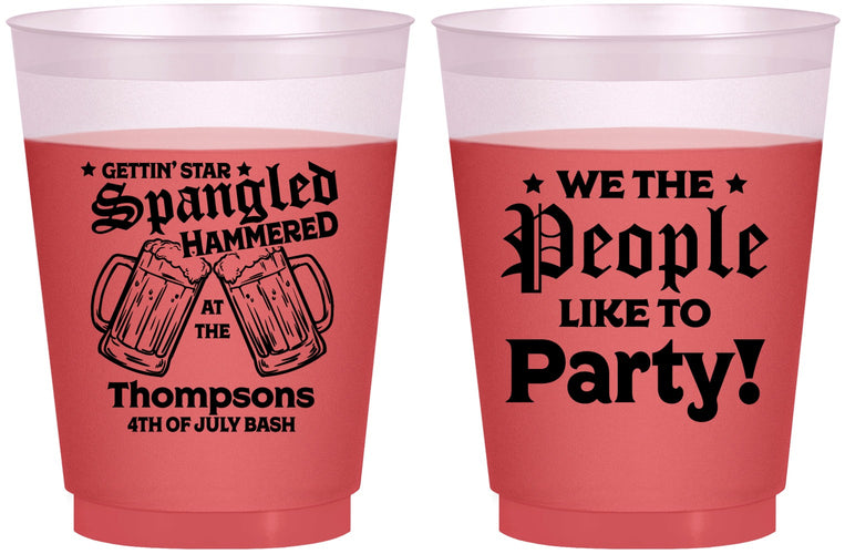 Custom 4th Of July 16 oz Color Changing Frosted Cups - We The People | 220030