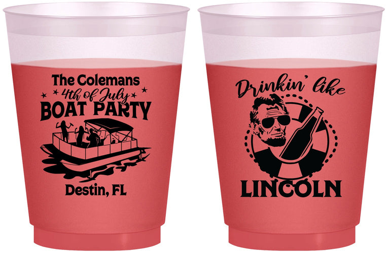 Custom 4th Of July 16 oz Color Changing Frosted Cups - Drinkin Like Lincoln | 220032