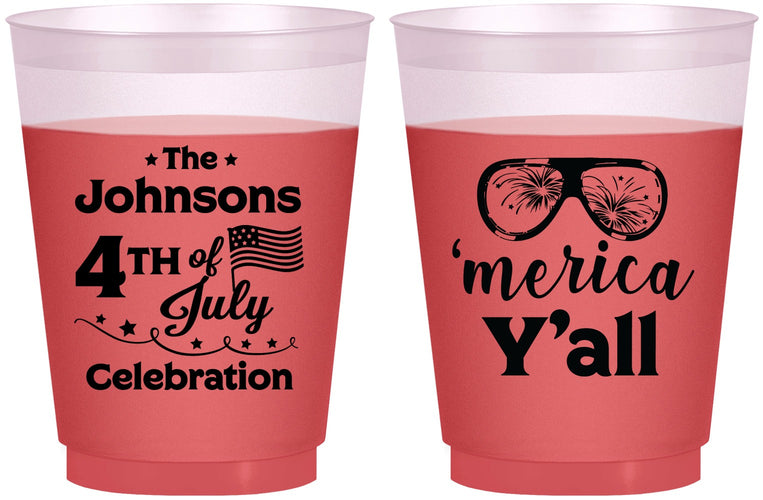 Custom 4th Of July 16 oz Color Changing Frosted Cups - Merica Yall | 220034