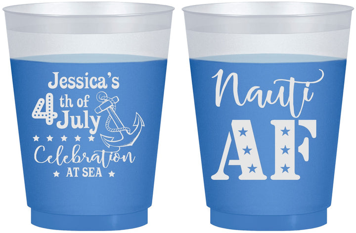 Custom 4th Of July 16 oz Color Changing Frosted Cups - Nautical Anchor | 220035