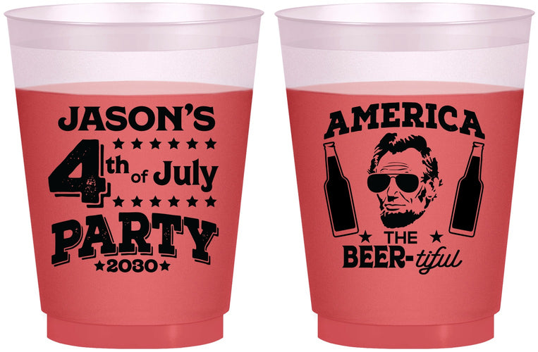 Custom 4th Of July 16 oz Color Changing Frosted Cups - Bbq Lincoln | 220036