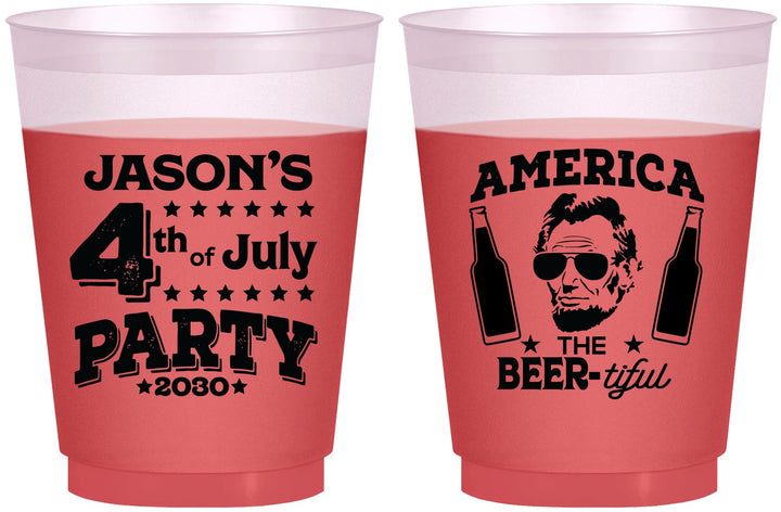Custom 4th Of July 16 oz Color Changing Frosted Cups - Bbq Lincoln | 220036
