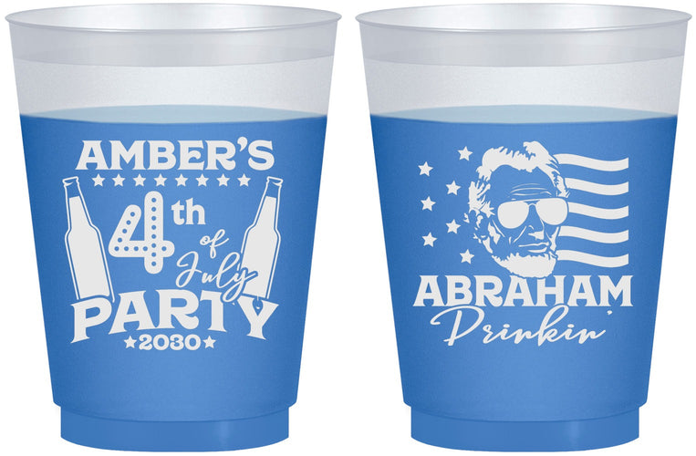 Custom 4th Of July 16 oz Color Changing Frosted Cups - Abraham Drinkin | 220037