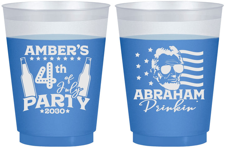 Custom 4th Of July 16 oz Color Changing Frosted Cups - Abraham Drinkin | 220037