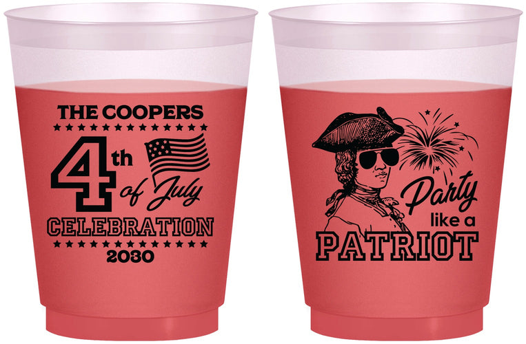 Custom 4th Of July 16 oz Color Changing Frosted Cups - Patriot | 220038