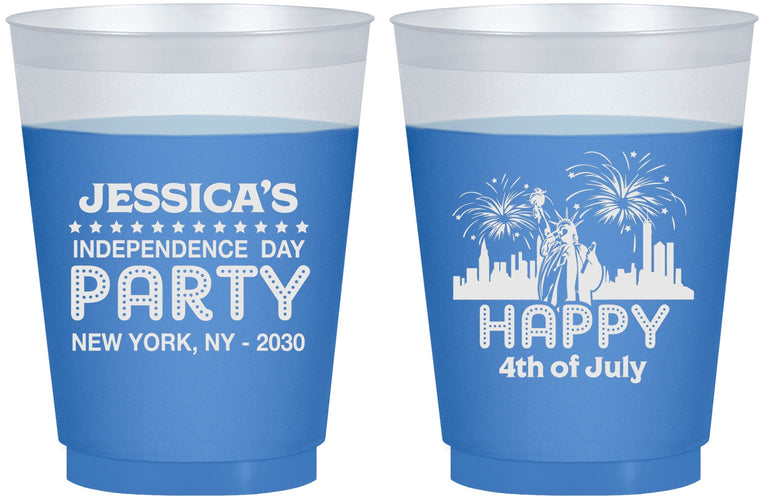 Custom 4th Of July 16 oz Color Changing Frosted Cups - New York | 220039