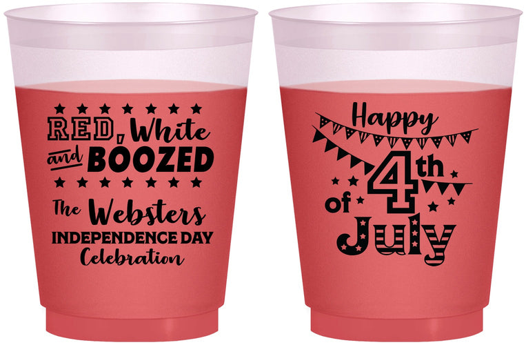 Custom 4th Of July 16 oz Color Changing Frosted Cups - Red White Booze | 220042