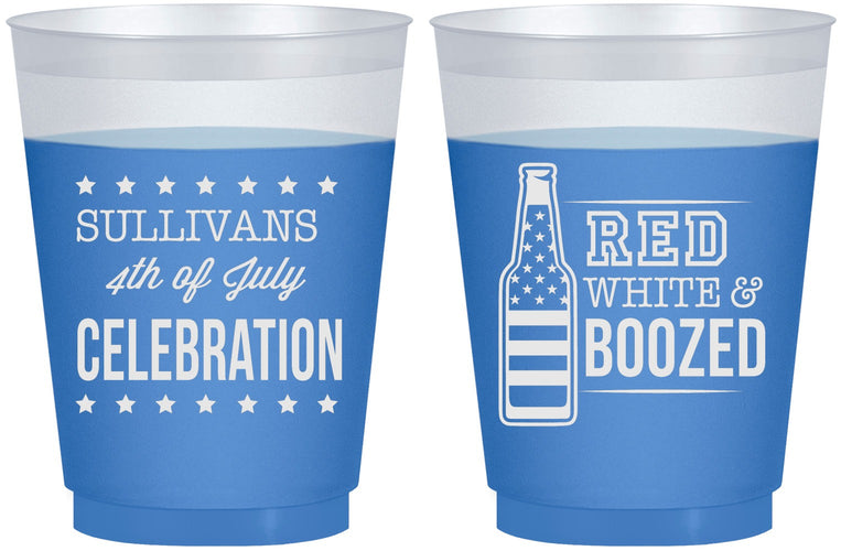 Custom 4th Of July 16 oz Color Changing Frosted Cups - Red White Booze | 220043