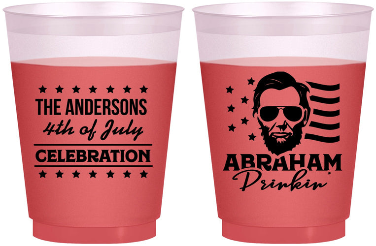 Custom 4th Of July 16 oz Color Changing Frosted Cups - Abraham Drinkin | 220044