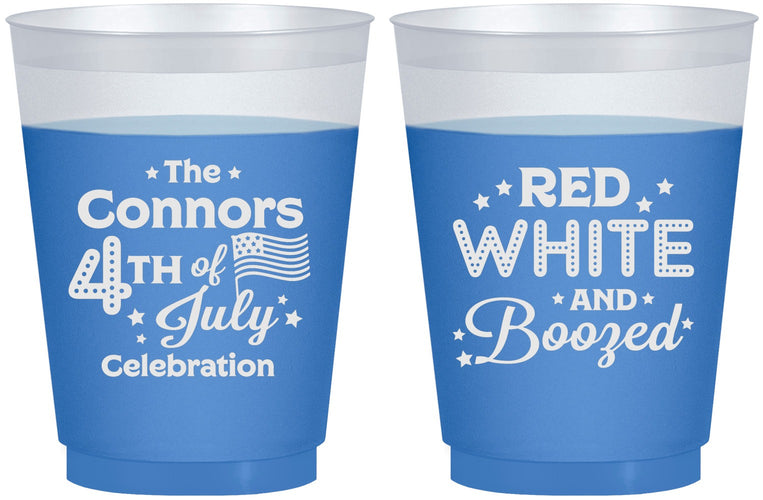Custom 4th Of July 16 oz Color Changing Frosted Cups - Red White Booze | 220045