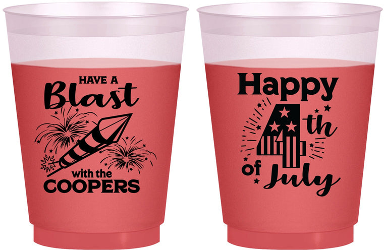 Custom 4th Of July 16 oz Color Changing Frosted Cups - Fireworks | 220046