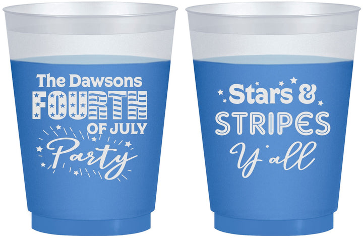 Custom 4th Of July 16 oz Color Changing Frosted Cups - Stars Stripes | 220047