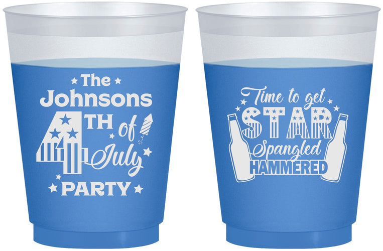 Custom 4th Of July 16 oz Color Changing Frosted Cups - Star Spangled Hammered | 220049