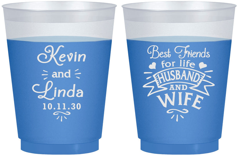 Custom Wedding 16 oz Color Changing Frosted Cups - Best Friends | 221