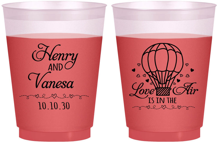 Custom Wedding 16 oz Color Changing Frosted Cups - Hot Air Balloon | 225