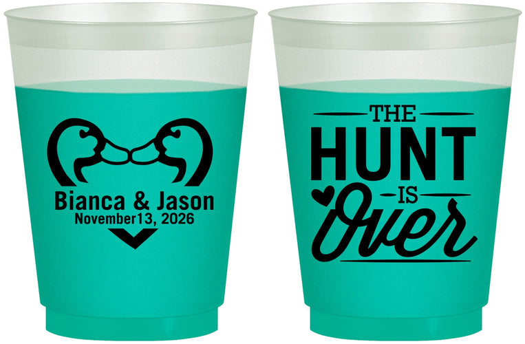 Custom Wedding 16 oz Color Changing Frosted Cups - The Hunt Is Over Duck | 227