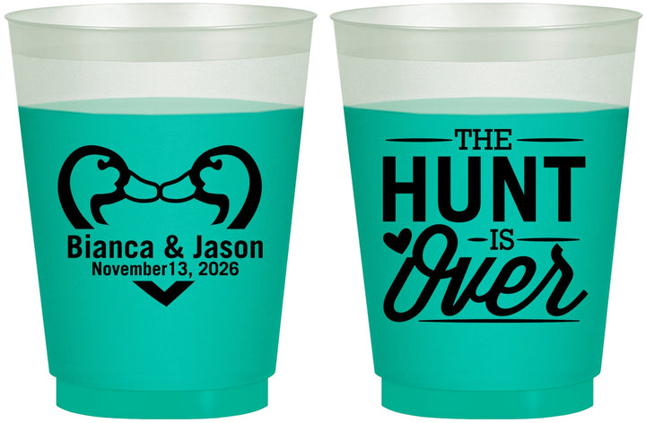 Custom Wedding 16 oz Color Changing Frosted Cups - The Hunt Is Over Duck | 227